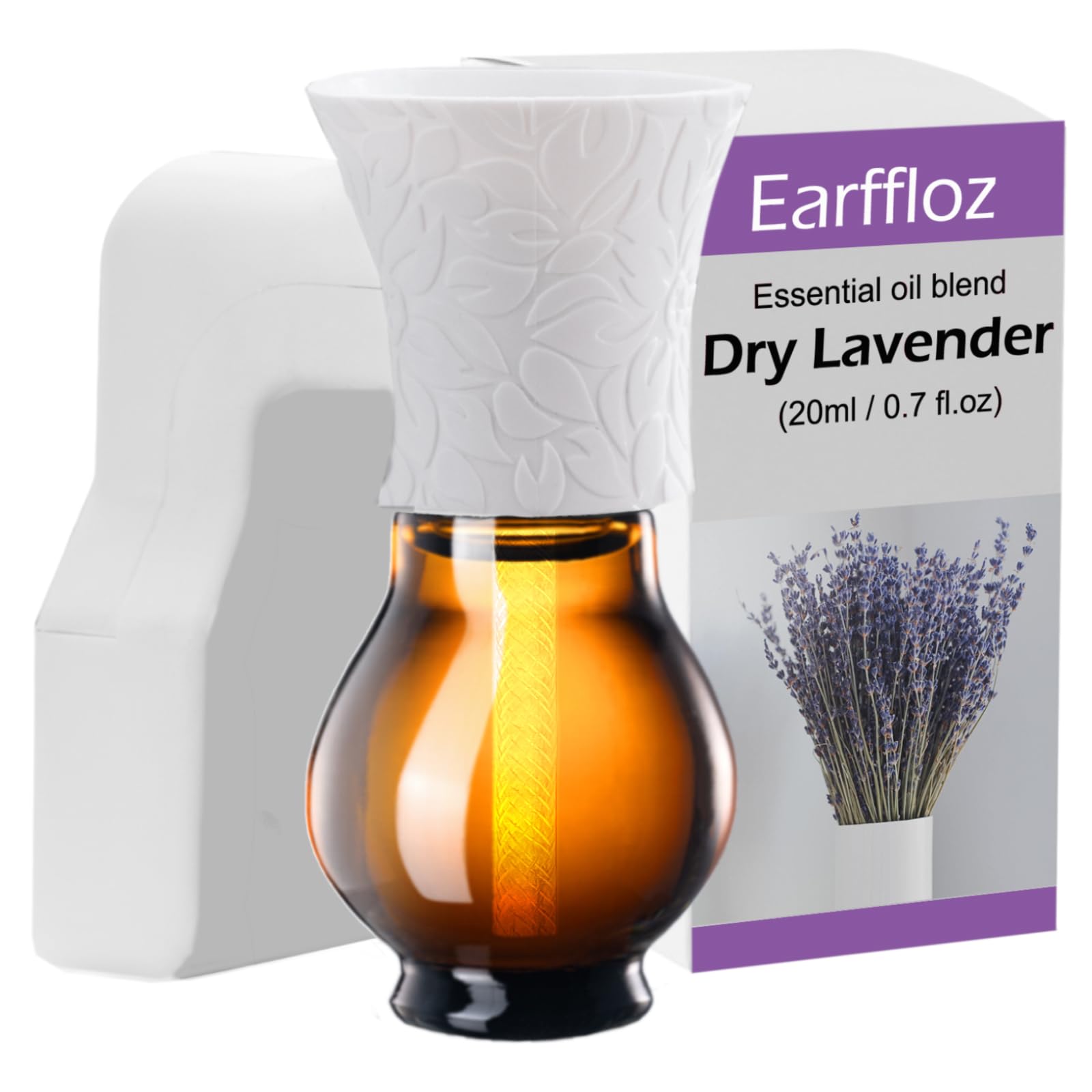 View 1 of **Missing the oil** Earffloz Plug-in Air Freshener Lavender Essential Oil and Wall Plug Diffuser Starter Kit Non-Toxic Relax Room Scent for Home Office Smell Good 30 Days (Polarized Warmer + Oil 20ml)