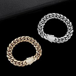 18K men's gold bracelet with Cuban style design and