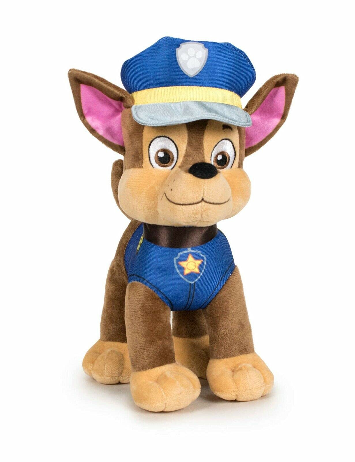 Dinotoys Paw Patrol Plush Dog Cuddly Toy Puppy, 19 cm Chase Marshall Rocky Rubble Sky Zuma Original Licensed Product for Children Gift Figures Stuffed Toy (Chase)