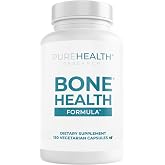 PUREHEALTH RESEARCH Bone Health - Bone &amp; Skeletal Wellness - 1 Bottle | 1 bottle. Bone health formula with calcium, magnesium, zinc, vitamins K2, D3, C and supporting minerals.