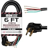 Iron Forge Cable 4 Prong Range Power Cable 6 ft - 50 Amp RV Extension Cord - Heavy Duty 6/8 AWG - NEMA 14-50P Extension Plug 