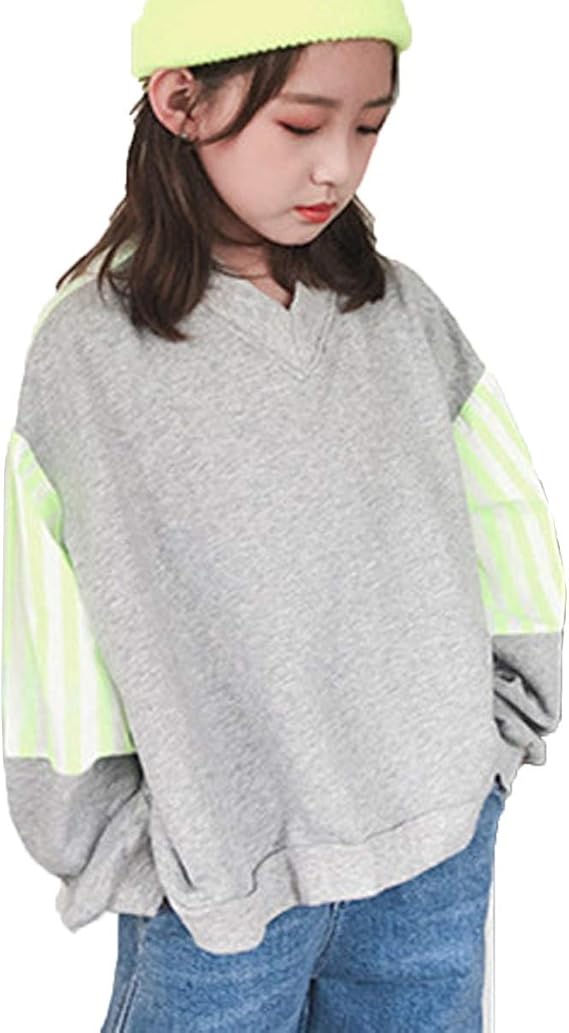 Amazon Jinpin 女の子 パーカー プルオーバー トレーナー 子供服 ガールズ Tシャツ カットソー トップス シャツ スウェットシャツ 子供 キッズ 長袖 スウェット ゆったり カジュアル ダンス スポーツ おしゃれ 春秋冬 通学 通園 トレーナー パーカー 通販