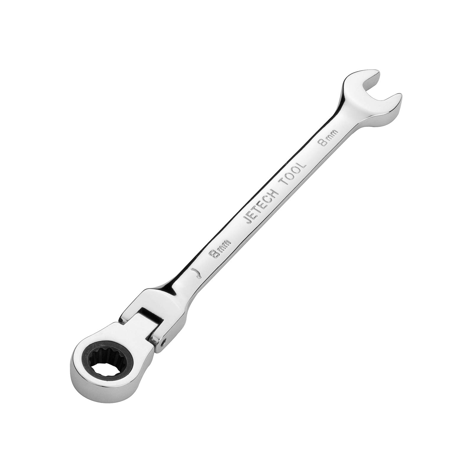 Jetech 8mm Flexible Head Gear Wrench, Industrial Grade Ratcheting Combination Spanner, Forged, Heat-Treated Cr-V Alloy Steel, Full Polished 12 Point,Metric — image 1