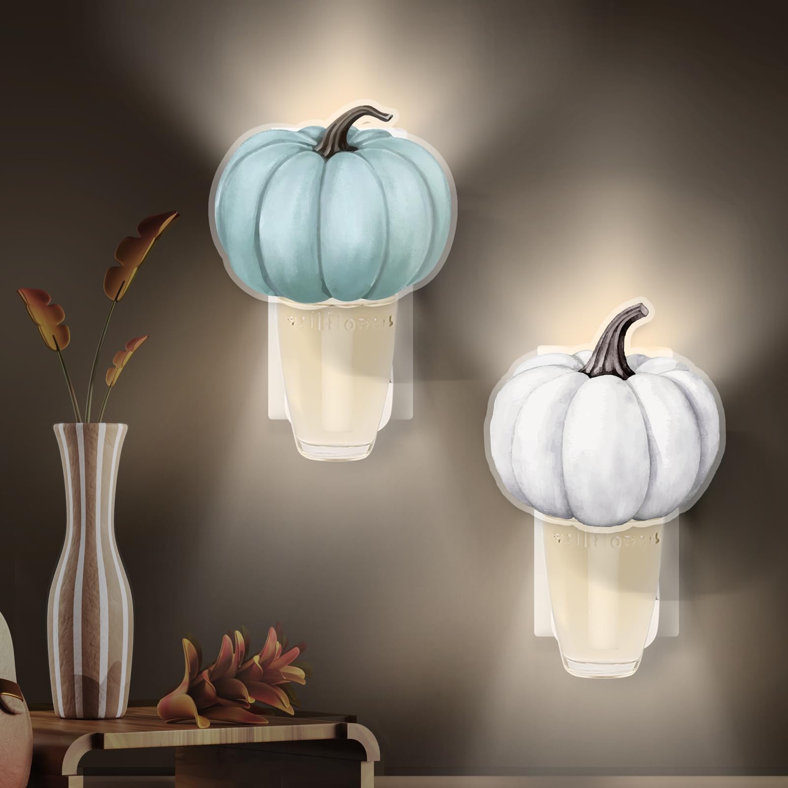 Photo 1 of 2 Pack Pumpkin Wall Fragrance Plug in with Night Light Compatible with Bath and Body Works Vintage Retro Autumn Thanksgiving Plug-in Diffuser for Fall Harvest Farmhouse Home Office