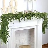 9FT Norfolk Pine Garland Real Touch Artificial Greenery Pine Needles Garlands Spring Green Wreath for Mantle Table Wall Fireplace Stairs Indoor Outdoor Spring Summer Decor