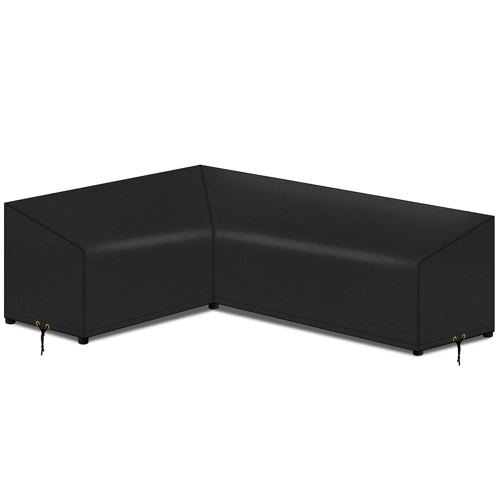 PATIO PLUS L-Shape Garden sofa Cover , Waterproof, Windproof, Anti-UV, 420D Oxford Fabric Outdoor Rattan Corner Sofa Cover, 222(left)x286(RIGHT)x82x64/78cm - Black