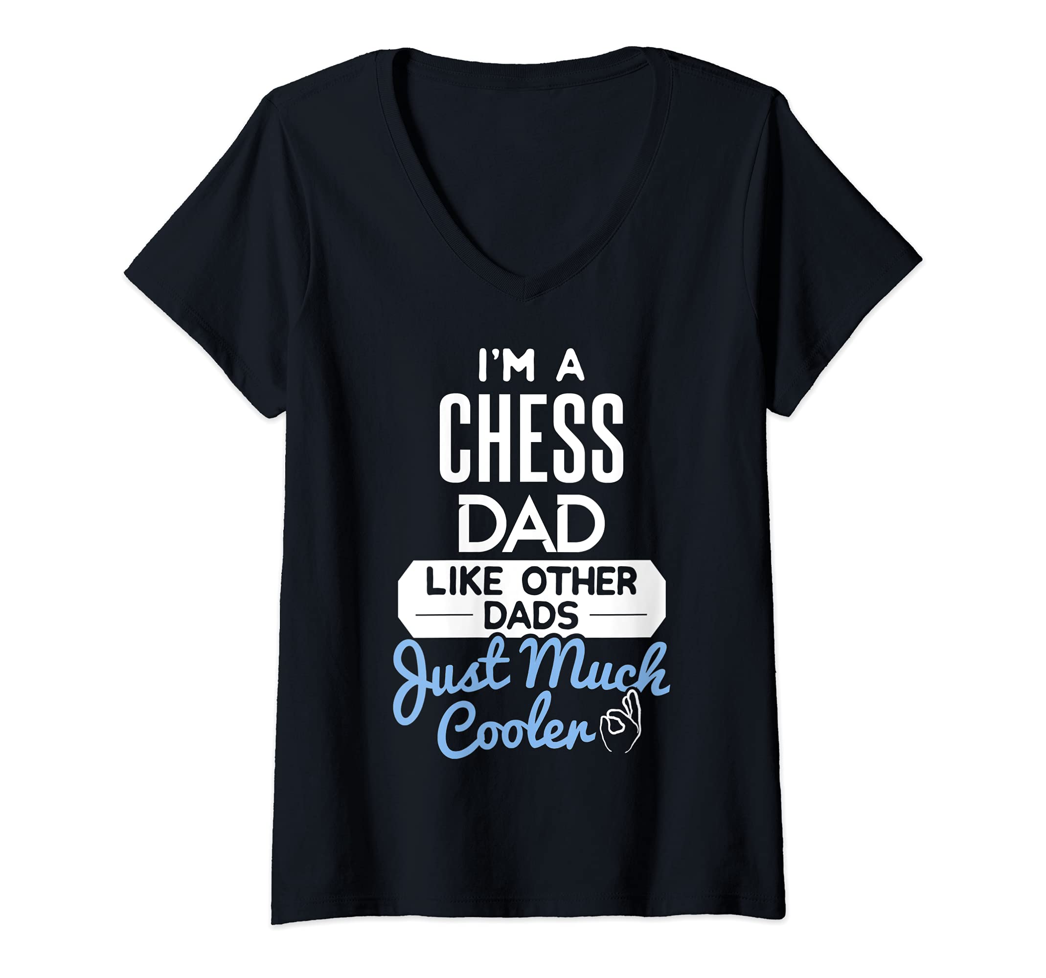 Womens Cool Fathers Day Design Chess Dad V-Neck T-Shirt