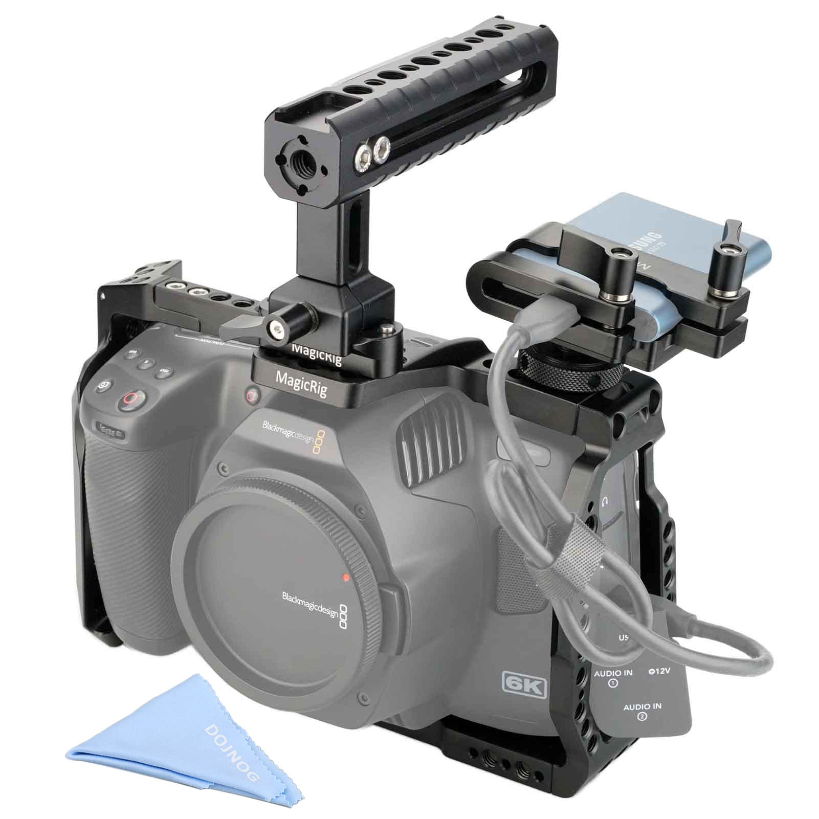 MagicRig BMPCC 6K Pro /6K G2 Camera Cage with NATO Top Handle NATO Rail T5 SSD Mount Holder for Blackmagic Design Pocket Cinema Camera 6K Pro & 6K G2