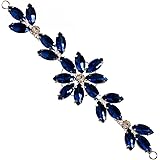 Trimming ShopGorgeous Royal Blue Crystals Rhinestone Diamante Motif Sewing Applique Patch for Wedding Bridal Dress, Casual or Formal Wear Fashion Accessories - 14 x 4cm