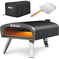 Mimiuo Portable Gas Pizza Oven with 13" Pizza Stone & Foldable Pizza Peel for Outdoor Cooking - Finished with Black Coating (