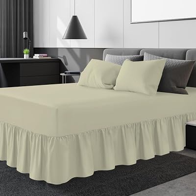 PHP Valance Sheet Double Polycotton Non-Iron Cream 135x190 + Frill 40cm