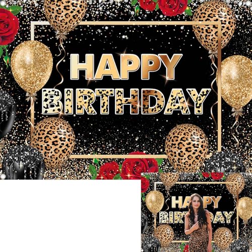Leopard Print Birthday Backdrop Banner