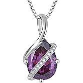 YL Teardrop Necklace 925 Sterling Silver Infinity Pendant 10x14 MM Birthstone Jewelry for Women