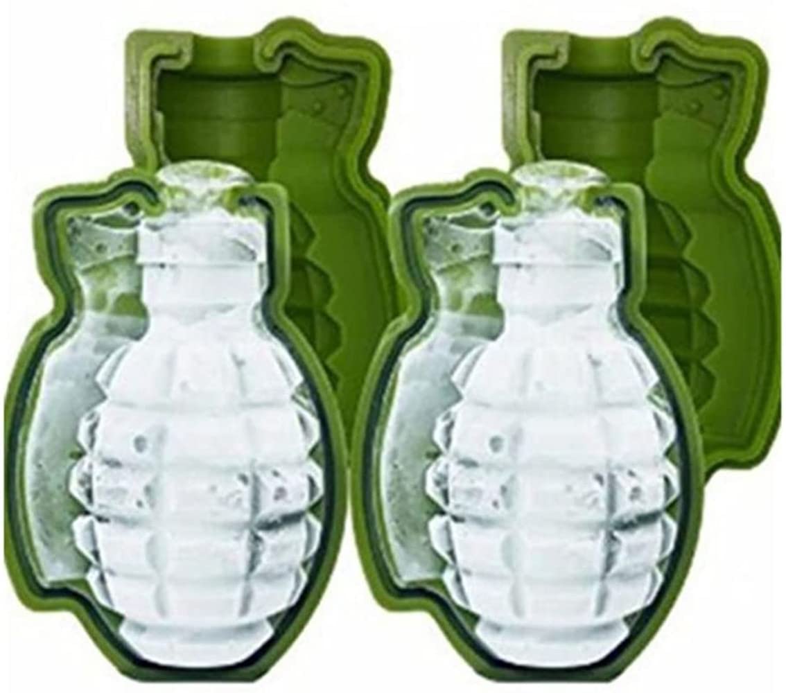 LATRAT 2 Pieces 3D Grenade Silicone Mold, 3D Ice Cube Tray for Bar Party Silicone Molds