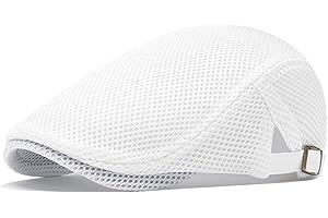 Lrastok Mens Mesh Cap Flat Ivy Gatsby Newsboy Beret Driving Hat Adjustable Breathable Summer Hats