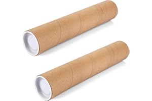 2 Pack 12 Inch Heavy-Duty Cardboard Mailing Tubes with Plastic Caps - Crush-Proof Spiral Design for Shipping, Storage & DIY C