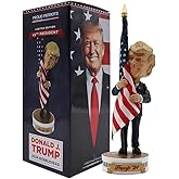 Proud Patriots Donald Trump Bobblehead | (Trump Holding American Flag - Cloth Flag Included)