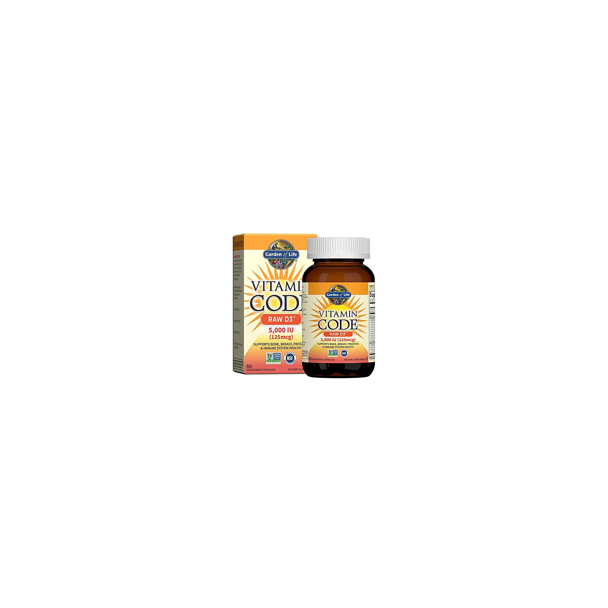 Garden of Life Vitamin D, Vitamin Code Raw D3, Vitamin D 5,000 IU, Raw