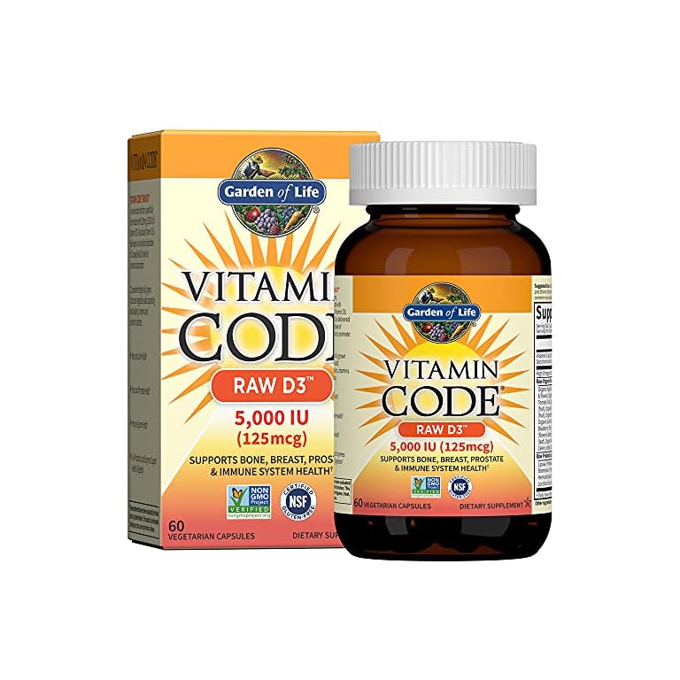 Garden of Life Vitamin D, Vitamin Code Raw D3, Vitamin D 5,000 IU, Raw