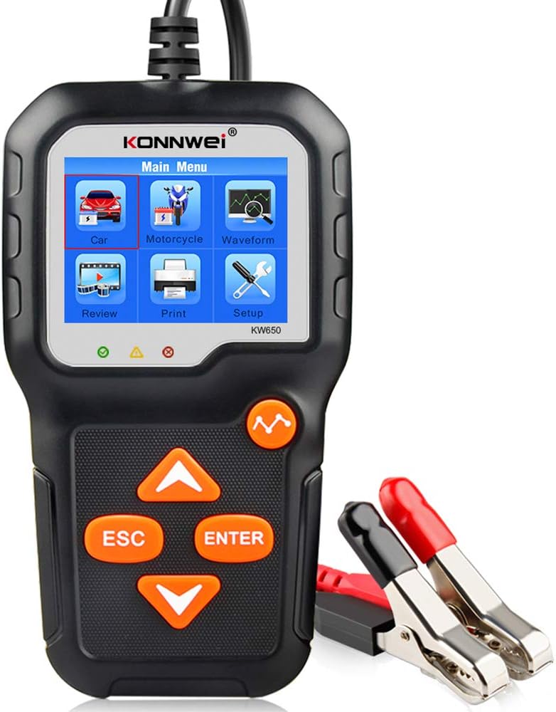 KONNWEI KW650 6V 12V Car Battery Tester, 1002000 CCA Battery Load