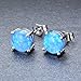 JunXin Three Color Round Cut Opal Stud Earring 7.5MM (Blue)