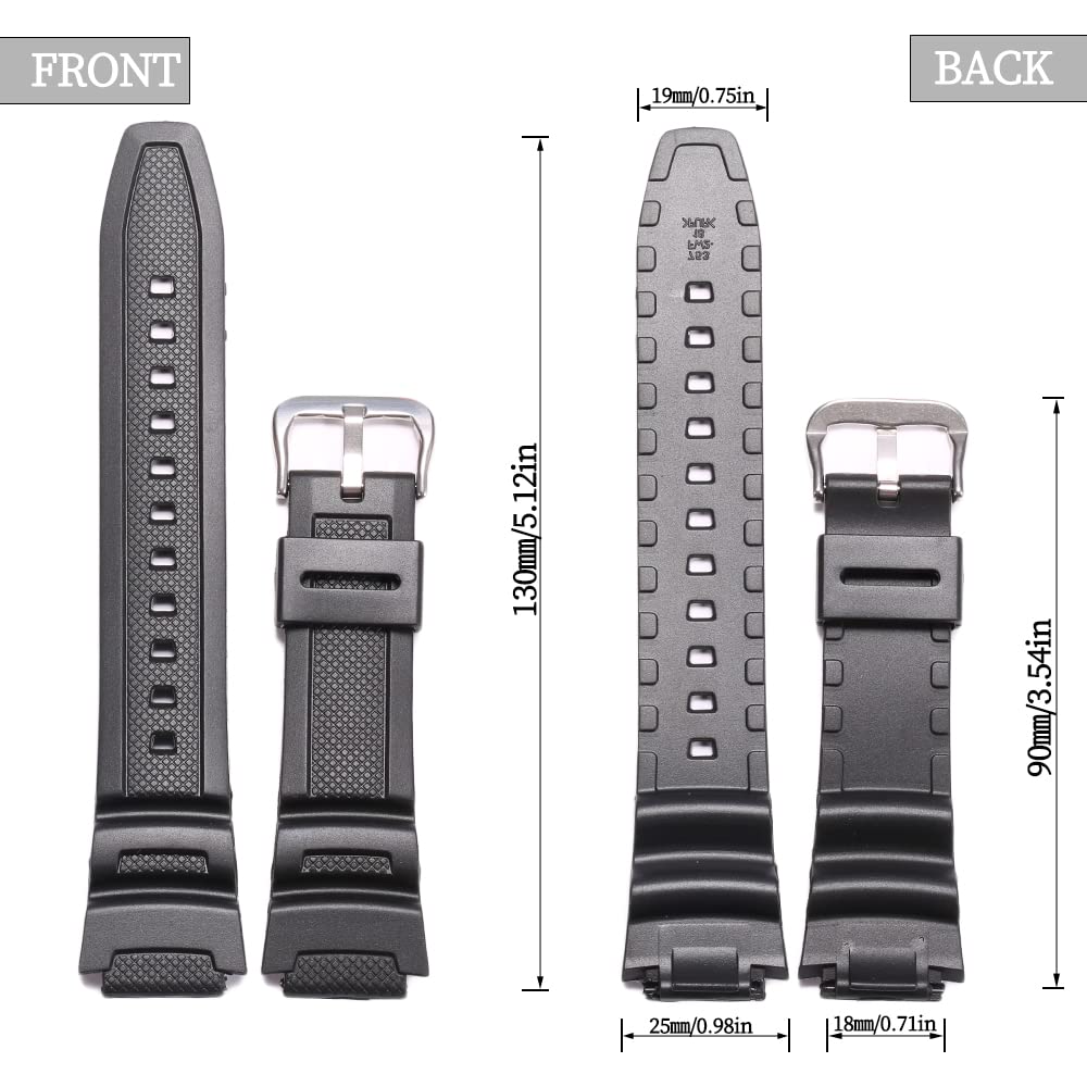 XBHSW Resin watch strap Compatible with Casio AE1200WH AE-1300WH F108WH W218H W-219H W-800H Men's Waterproof Rubber Band Replacement Bracelet