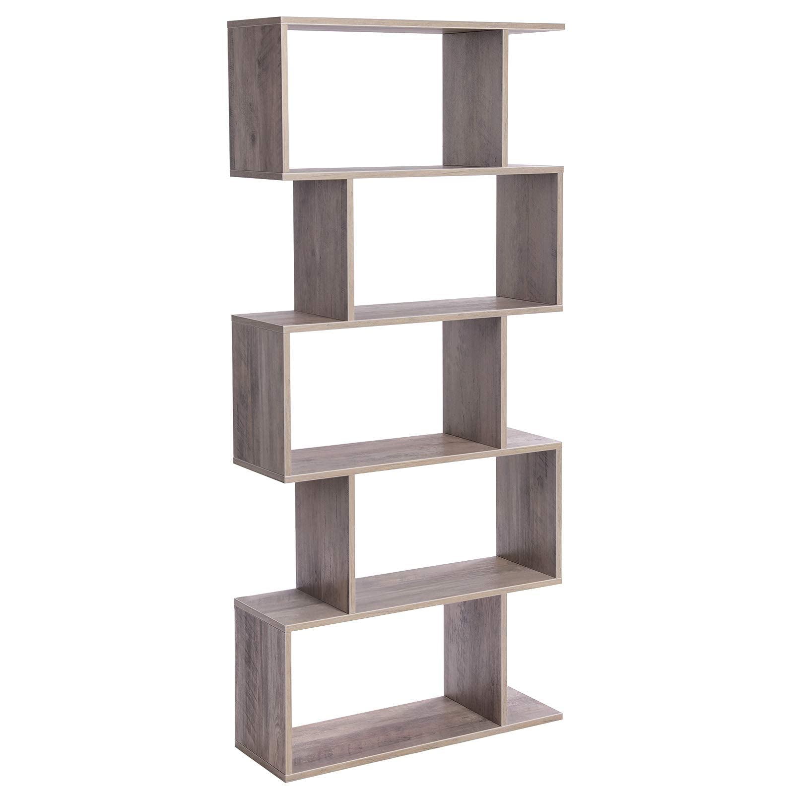 VASAGLE Wooden Bookcase, Display Shelf and Room Divider, Freestanding Decorative Storage Shelving, 5-Tier Bookshelf, Greige ULBC062M01 9.4D x 27.6W x 62.6H in