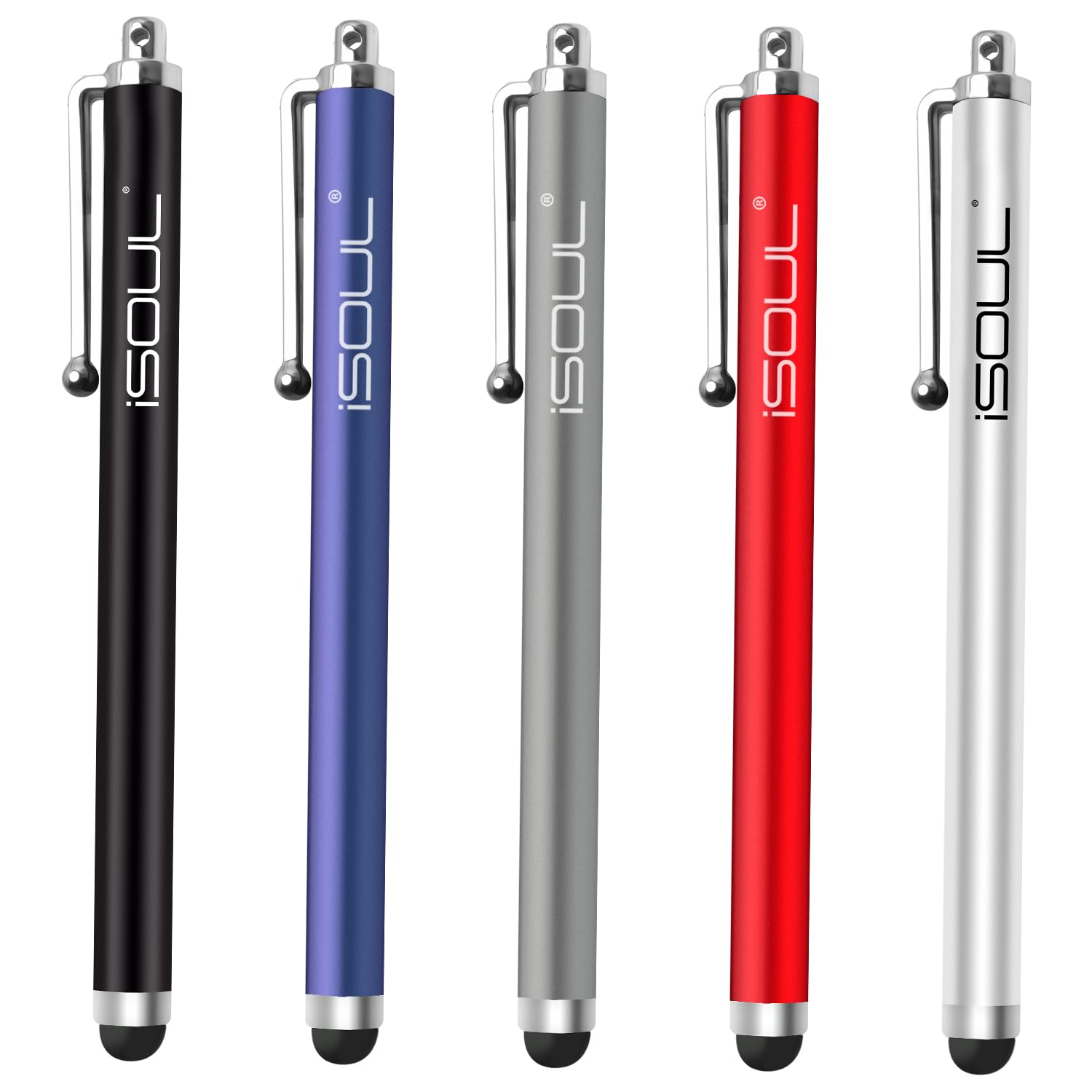 ISOUL Stylus Touch Pen, [5 PACK] Styli Capacitive Touchscreen Pen Steel Stylus For iPhone, iPad Mini, Pro, Galaxy, Note, Tab, Nexus, Nokia, Blackberry, OnePlus, Tablets and More (Multi) — image 1