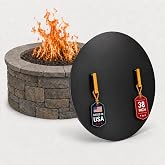 FEBTECH - Fire Pit Lid 38 Inch - Powder Coated 16 Gauge | Heavy-Duty Carbon Steel Fire Pit Grill Cover Round with 2 Convenient Wooden Handles with Fire Pits Inside Diameter Up to 36"