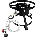 GasOne B-5150 Outdoor Cooker-14.5" Wide with Steel Braided Hose Propane Burner High Pressure, QCC Style
