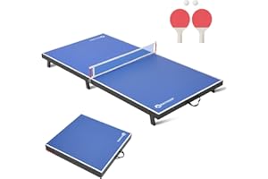 RAYKEEP Foldable Table Tennis Table, Mini Portable Ping Pong Game Table for Indoor & Outdoor, Table Tennis Table Set w/Net, 2 Paddles, 2 Balls, No Assembly, 48inch