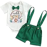 Pinleck Toddler Baby Boy First Birthday Clothes Infant Boy Bow Tie Romper Bodysuit Cake Smash Outfits