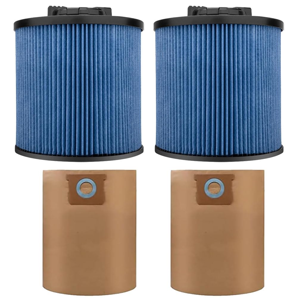 Photo 1 of 2 Pack DXVC6912 Vacuum Filter Replacement for Dewalt Wet Dry Vac 6-16 Gallon, Compatible with Dewalt DXV06P DXV09P DXV10P DXV10PL DXV10SA DXV12P DXV14P DXV16P+2 Pack DXVA19-4101 Vacuum Bags for DeWalt