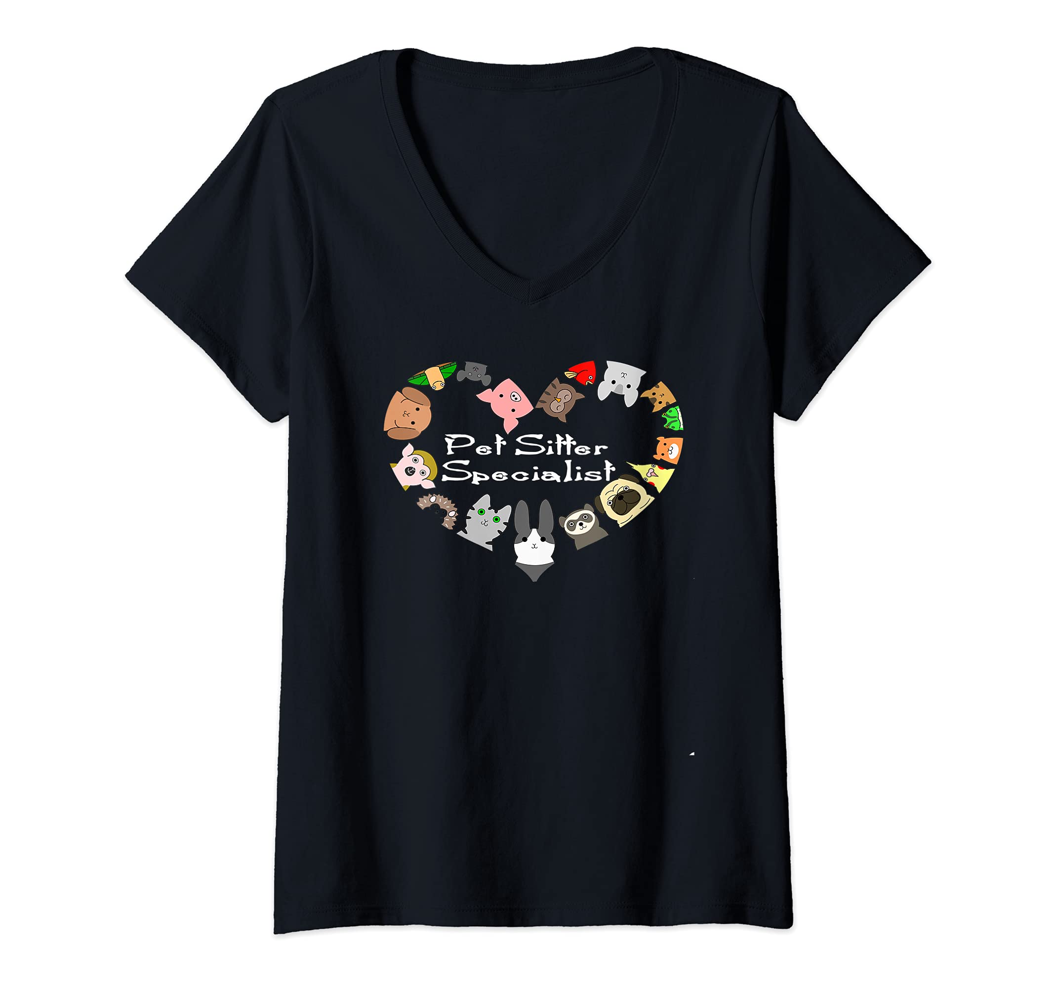 Womens Pet Sitter Specialist Sitting Animals Dog Cat Pig Apparel V-Neck T-Shirt