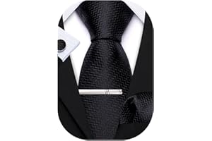 Barry.Wang Mens Tie Paisley Striped 63'' Silk Necktie Pocket Square Cufflinks and Tie Clip Set Wedding Party