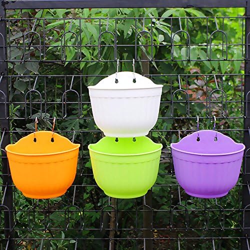 SunnyCZ 1Pcs Beautiful Pot Wall-Mounted Planter Plastic Hanging Wall Planter Flower Pot Random Colors