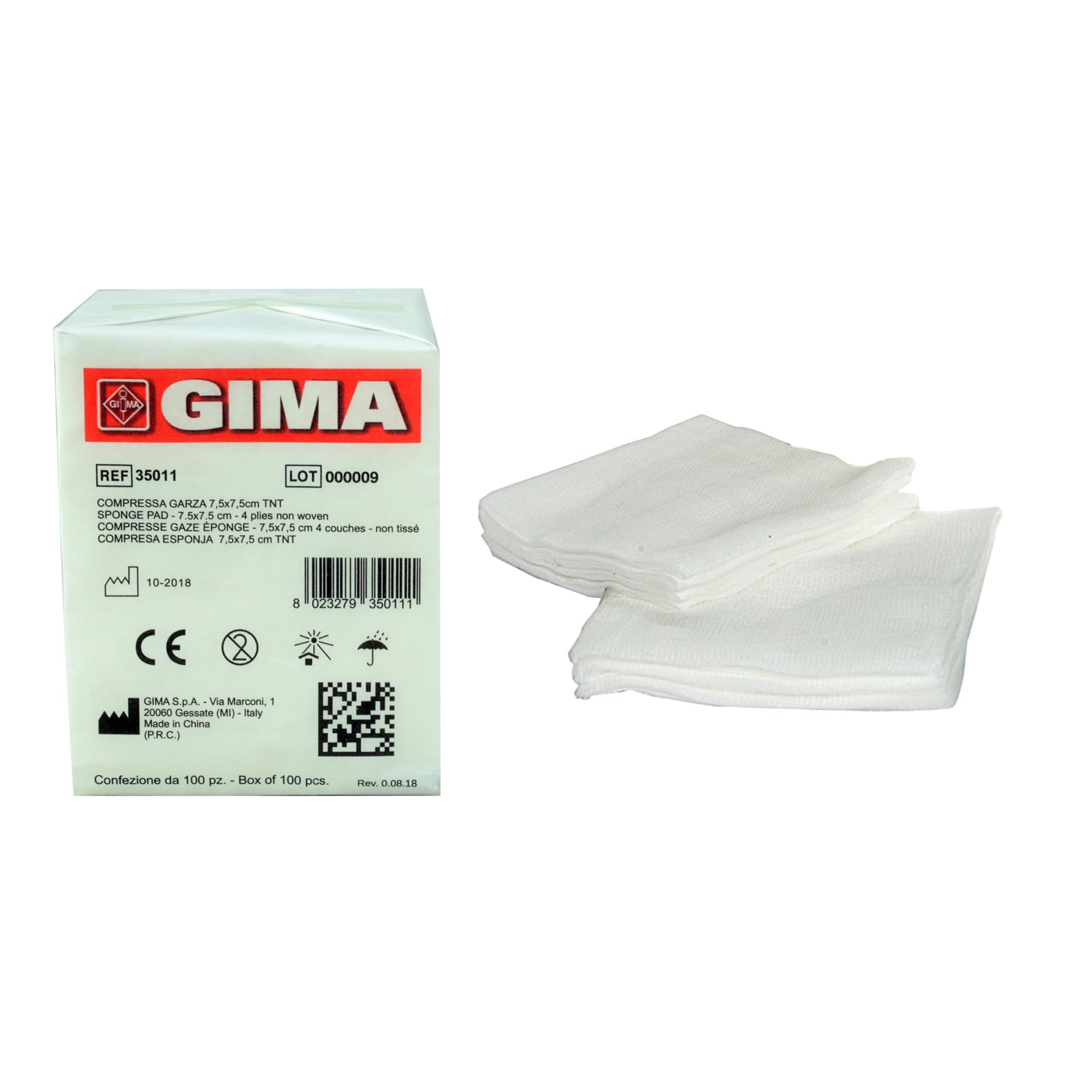 GIMA 35010 Non Woven Sponge Pad, 4-Ply, Size : 5 cm x 5 cm (Pack of 1000)