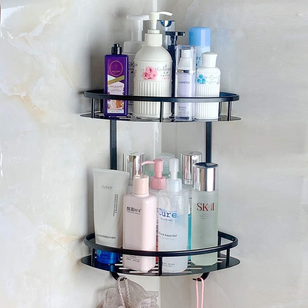Set Ripiani Doccia 4 In 1 Adesivi In Acrilico - Mensole Bagno Con Portasapone E Portaspazzolino, Antiruggine, Installazione Senza Fori
