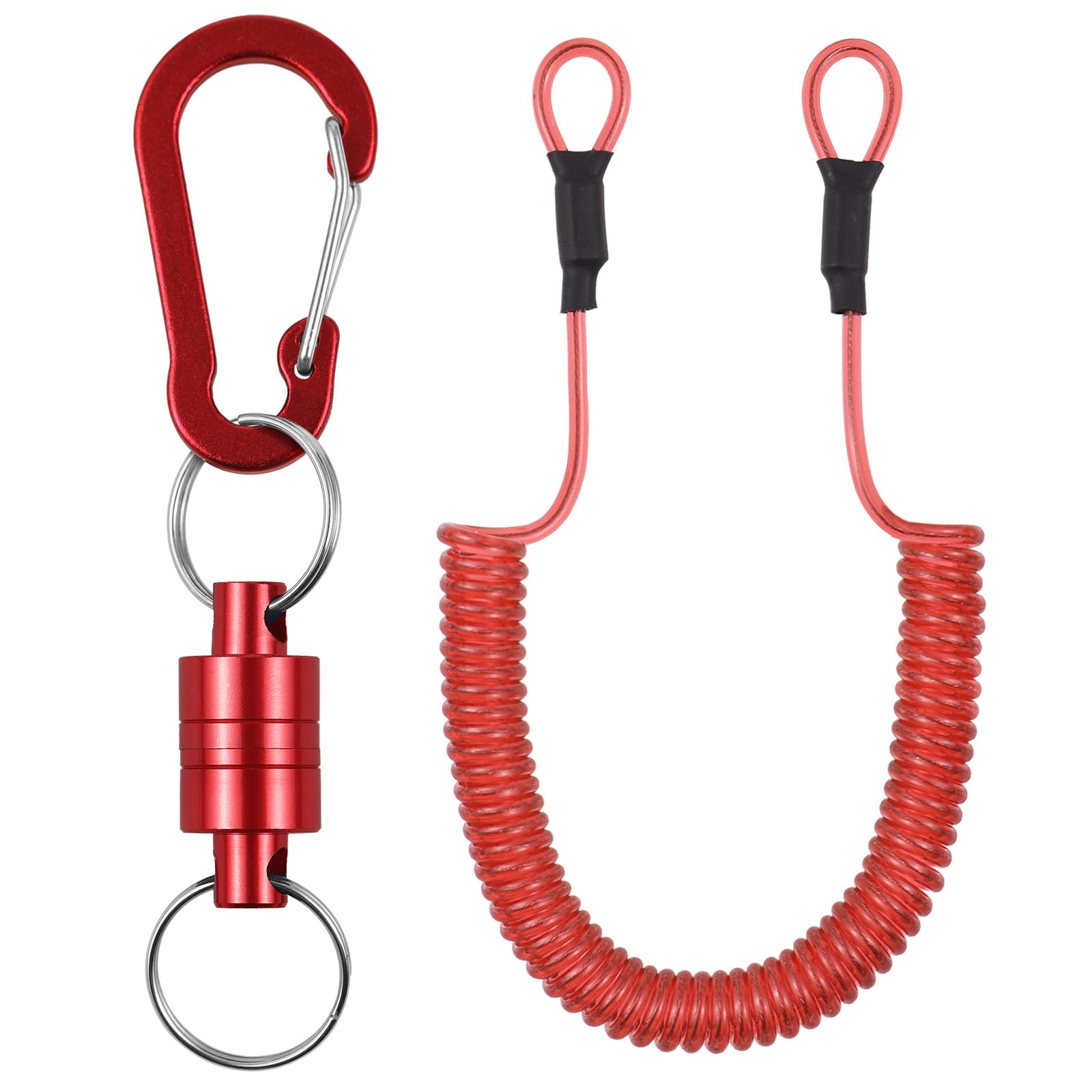 Lixada Magnetic Net Release Magnet Clip Holder for Fly Fishing with Quick Release Carabiner and Stretchable Spring Cord