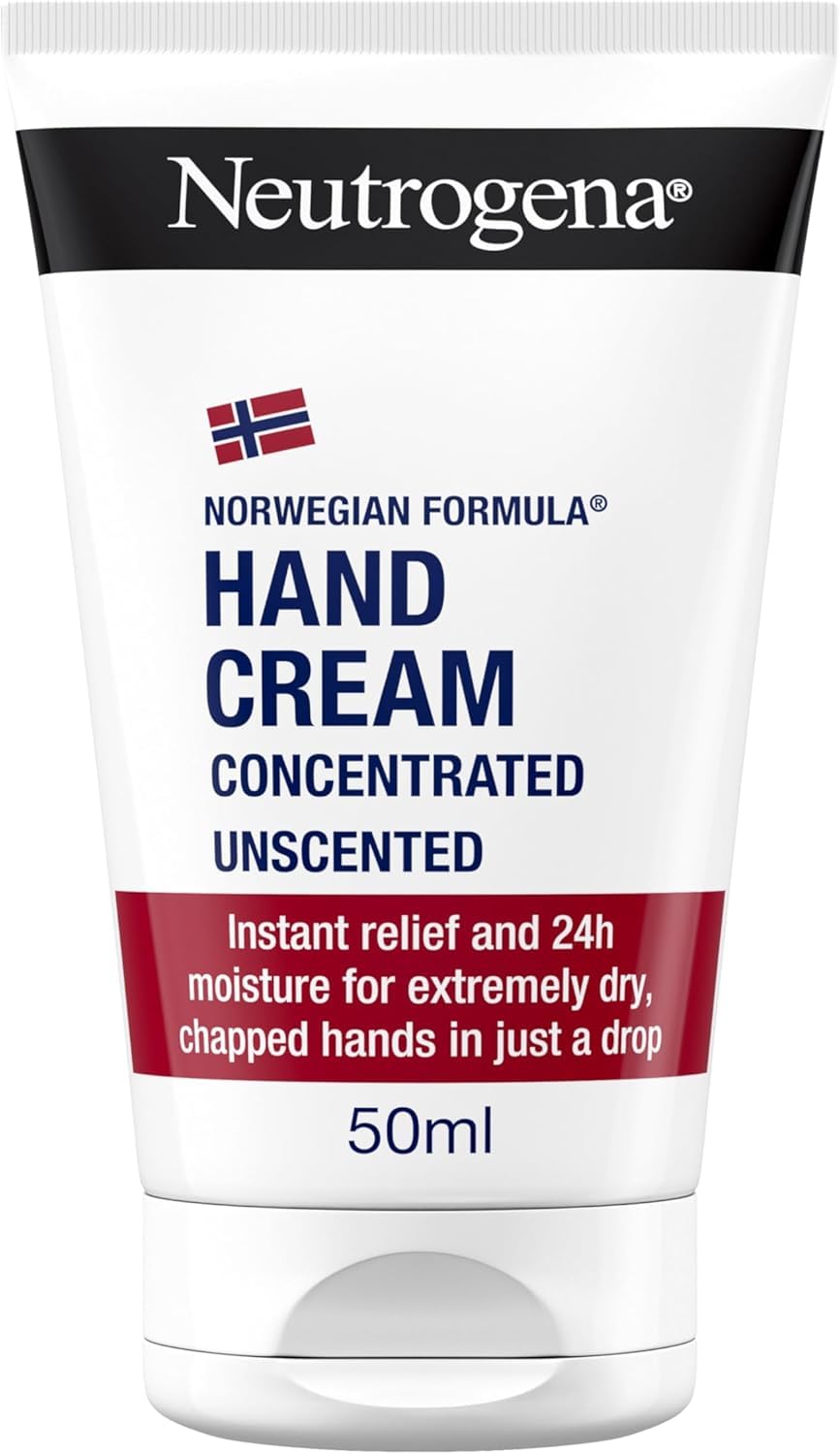 Neutrogena Norwegian Formula Concentrated Unscented Hand Cream (1x 50ml) with Glycerin, Vitamin E for Immediate and Lasting Relief from Dry Skin and Chapped Hands