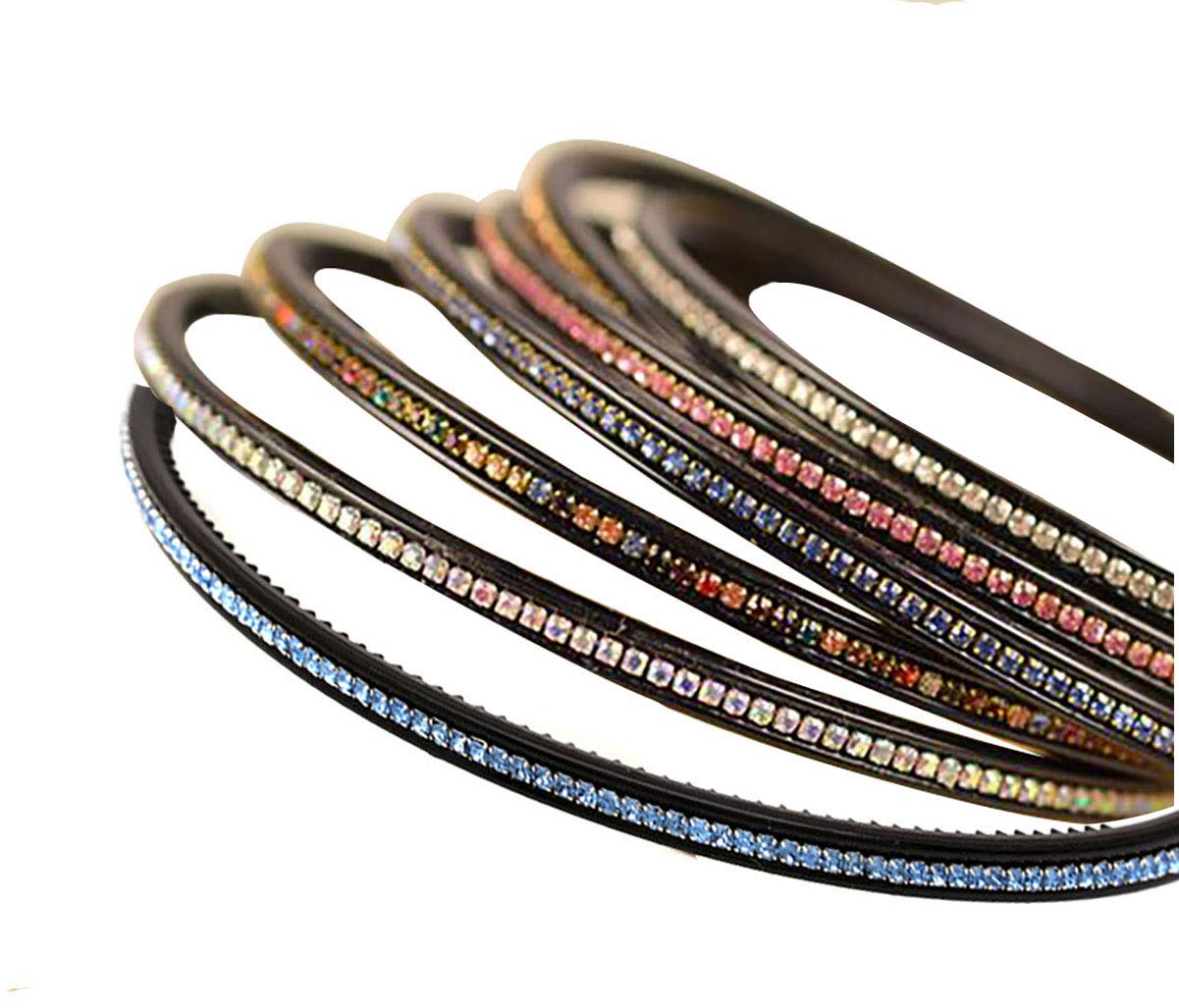 Fodattm 6PCS Fashion Crystal Rhinestone Headband Hairband Women Hair Hoop Headwear Hair Accessories (Single row)