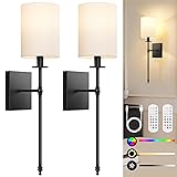 24.8 Inch Black Battery Operated Wall Sconces Set