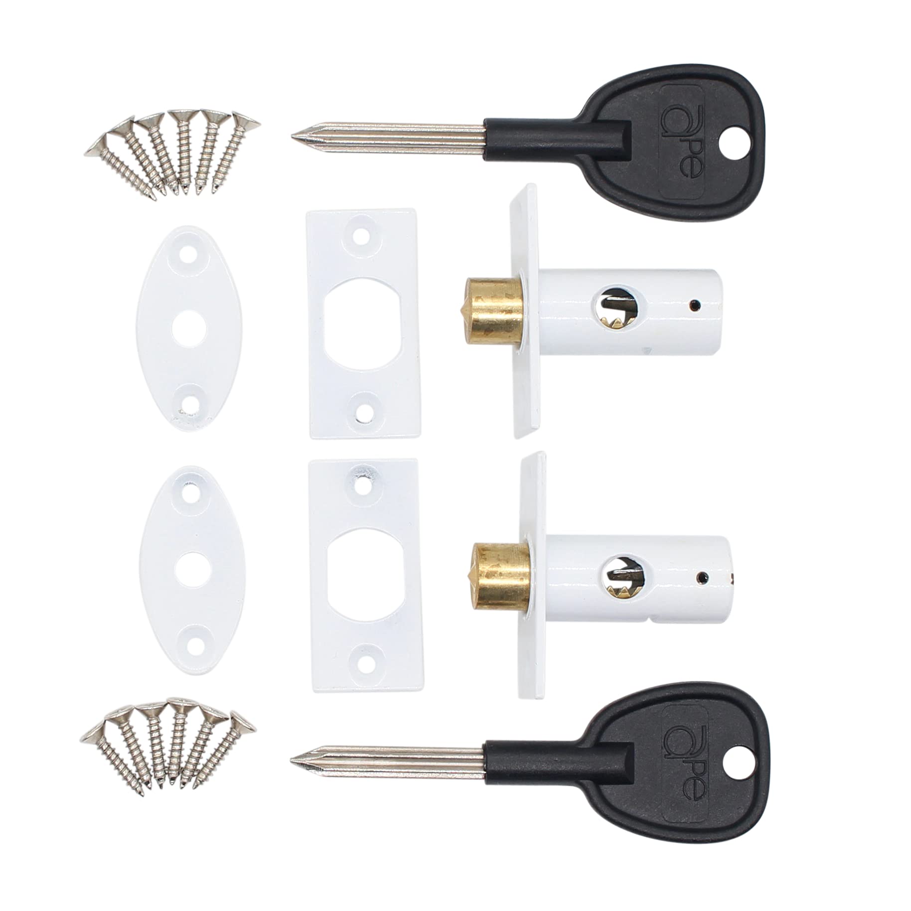 Window Security Mortice Rack Bolts | Pack of 2 Bolts with 2 Star Keys | White