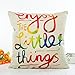 Aremazing Colorful Letters Cotton Linen Home Decor Pillowcase Throw Pillow Cushion Cover 18 x 18 Inches (Enjoy The Little Things)