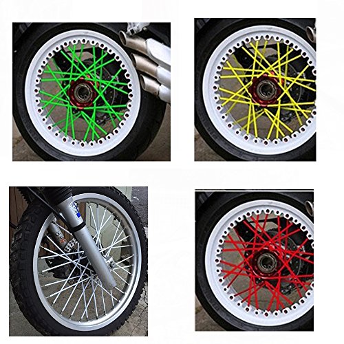 72Pcs Motorcycle Motocross Dirt Bike Wheel Rim Spoke Skins Covers Wrap Decor Protector Kit (white)
