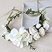 Sunrisee Flower Headband Women Floral Crown Headpiece with Adjustable Ribbon for Wedding Festivals, White