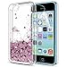 iPhone 5C Case,iPhone 5C Liquid Case with HD Screen Protector for Girls Women,LeYi Cute Design Shiny Glitter Moving Quicksand Clear TPU Protective Phone Case Cover for Apple iPhone 5C ZX Rose Gold