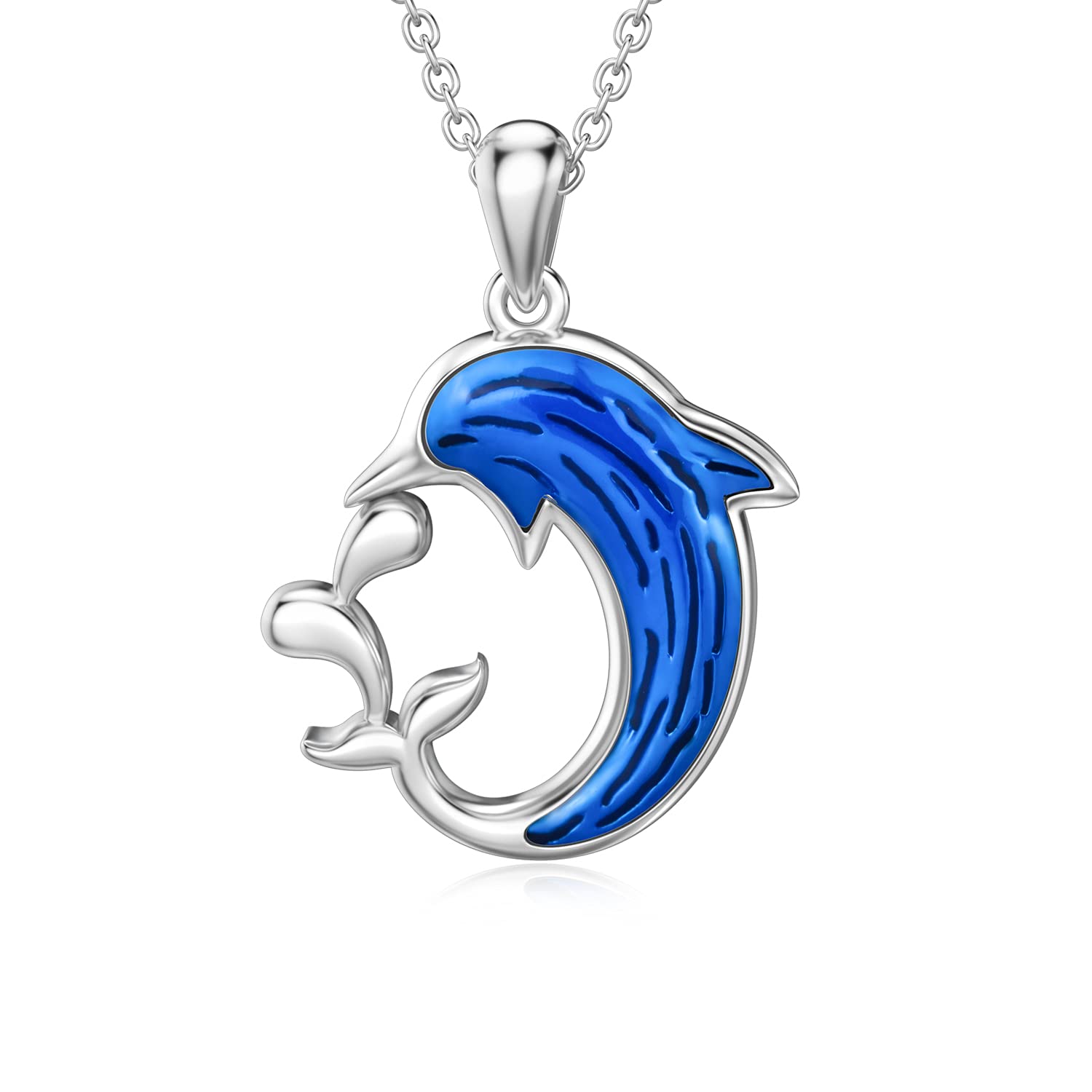 HARMONY BOLA Dolphin Necklace 925 Sterling Silver Ocean Theme Necklace Sea Jewellery Gifts for Couple Mum Daughter Women Girls