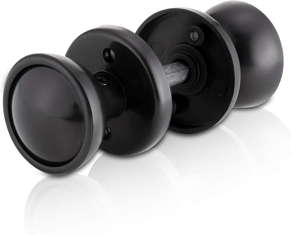 XFORT Black Rim Mortice Knob Set with Plastic Rim Lock Knobs Complete Kit