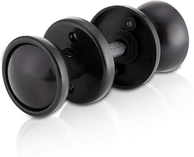 XFORT Black Rim Mortice Knob Set with Plastic Rim Lock Knobs Complete Kit